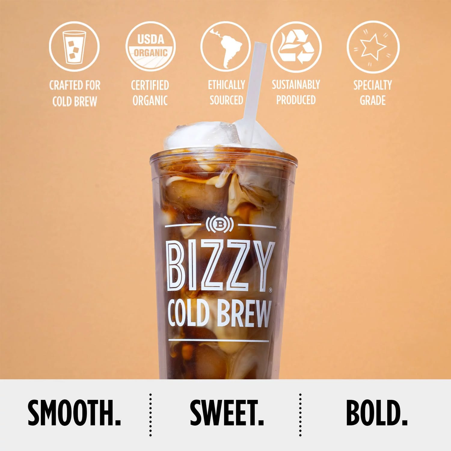 Bizzy Organic Cold Brew Coffee _ Smooth & Sweet Blend _ Coarse Ground Coffee _ 100% Arabica _ 1 lb - Image 2